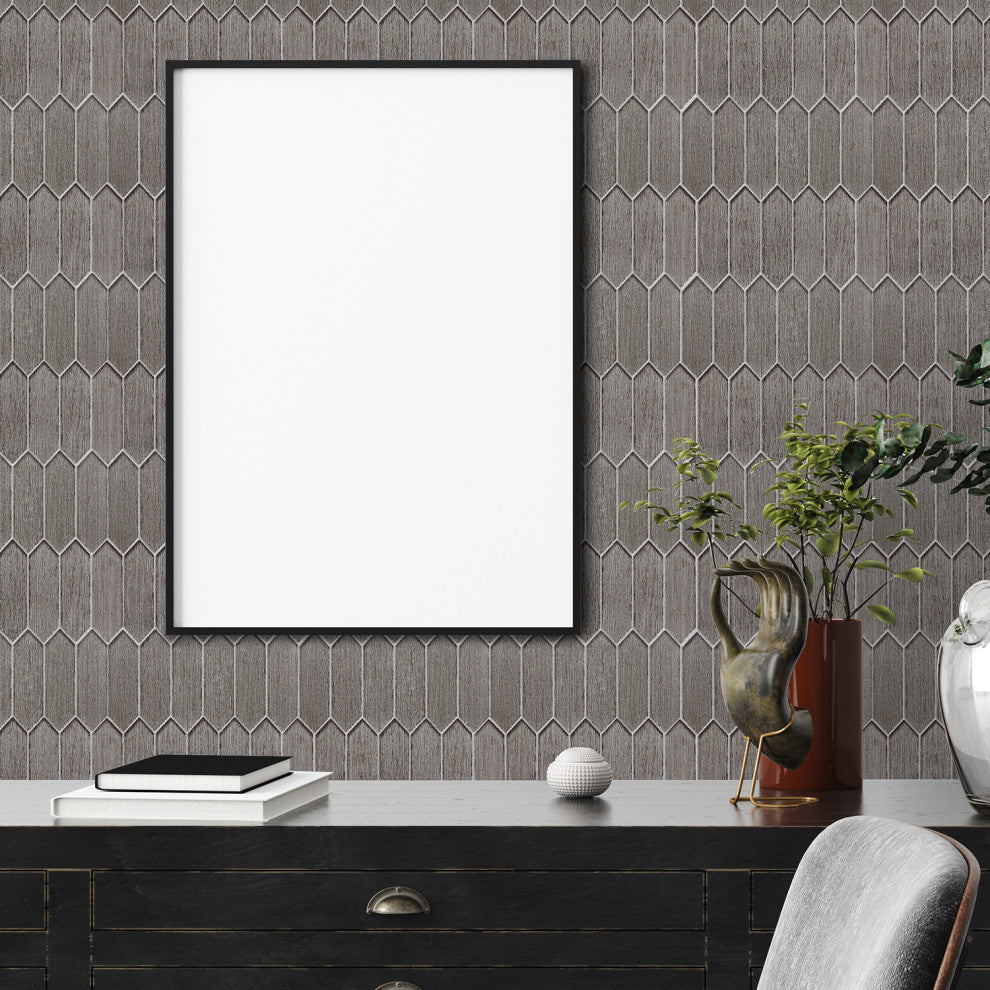 Windey 10.9"x11.3" Hexagon Laminated Glass Mosaic Wall Tile, Brown, Sample