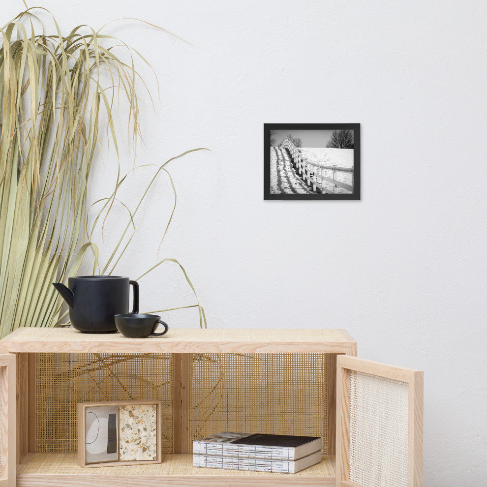Endless Fences in Black & White Rural Landscape Framed Photo Paper Art Prints, Black, 8" X 10"