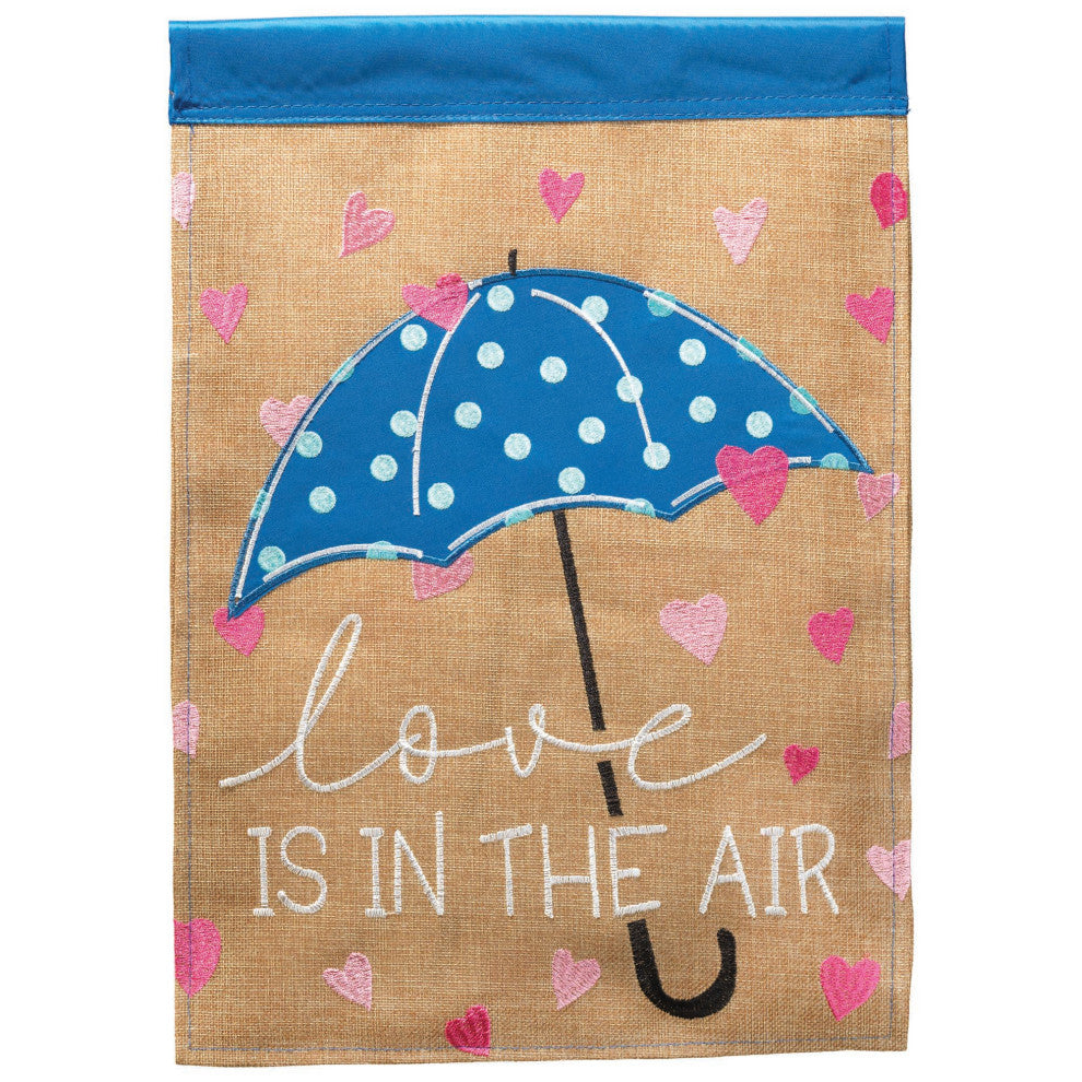 Flag Love Is In The Air Burlap 13x18
