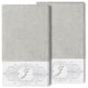Linum Home Turkish Cotton Monica 2-Piece Embellished Bath Towel Set, Light Gray