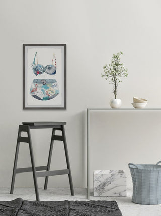 "Flamingo Shell Swimsuit" Framed Painting Print, 24"x36"