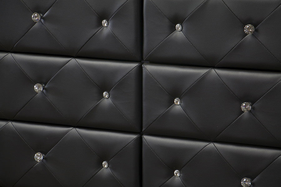 Luminescence Black Faux Leather Upholstered Dresser