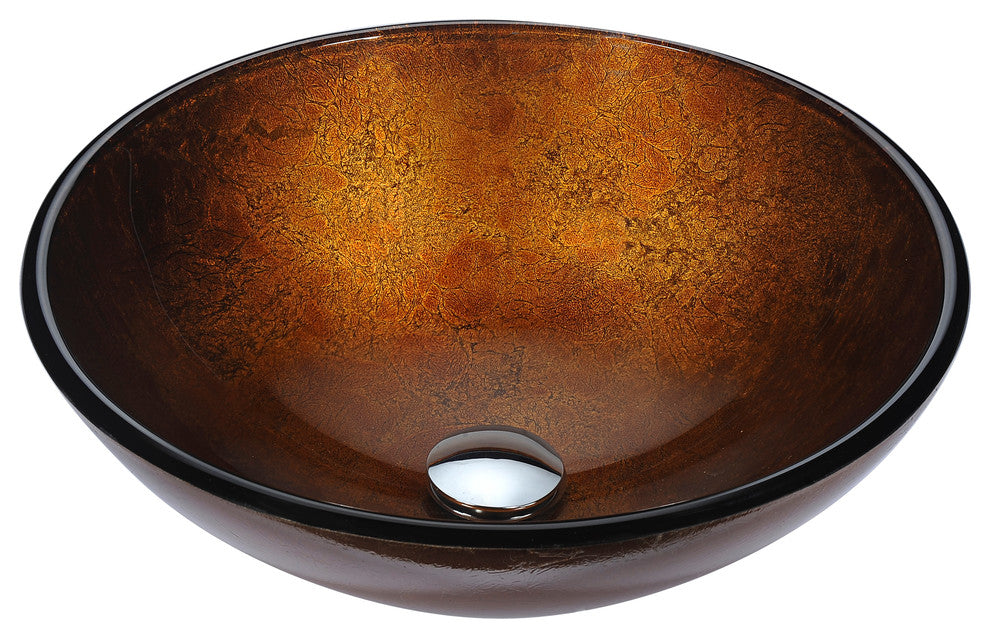 Posh Series Deco-Glass Vessel Sink, Amber Gold