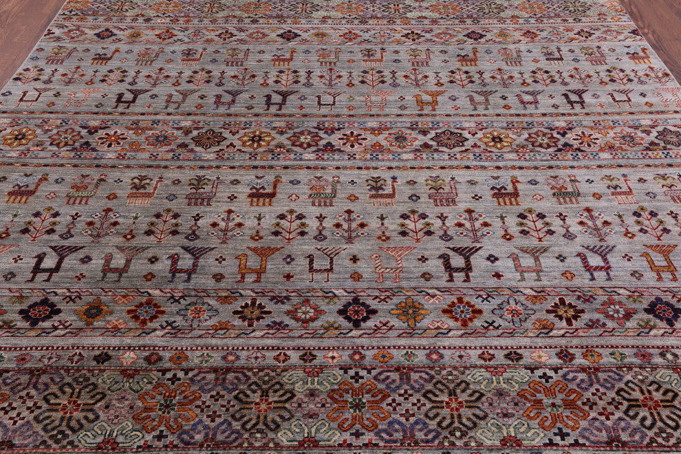 Hand-Knotted Persian Gabbeh Tribal Rug 8' 0" X 9' 9"- Q5502