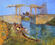 Vincent Van Gogh The Langlois Bridge at Arles with Women Washing Wrapped Canvas