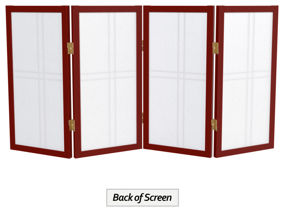 2' Tall Desktop Double Cross Shoji Screen, Rosewood, 4 Panels