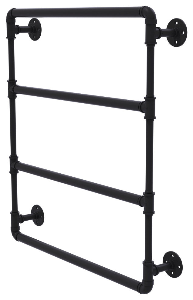 Pipeline Wall Mounted Ladder Towel Bar, Matte Black, 36"