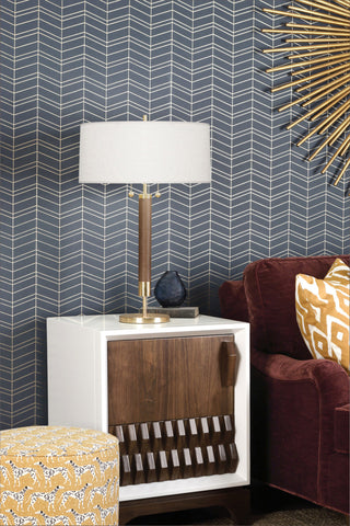 Dexter Table Lamp, Modern Brass With Walnut Column