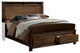 Benzara BM207725 Wooden Queen Size Bed With 2 Drawer storage, Brown