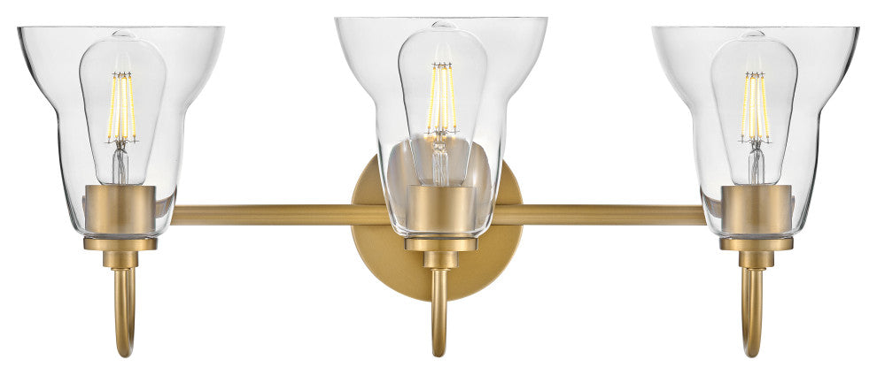Lark Vera 24" Three-Light Bath Vanity Fixture, Lacquered Brass
