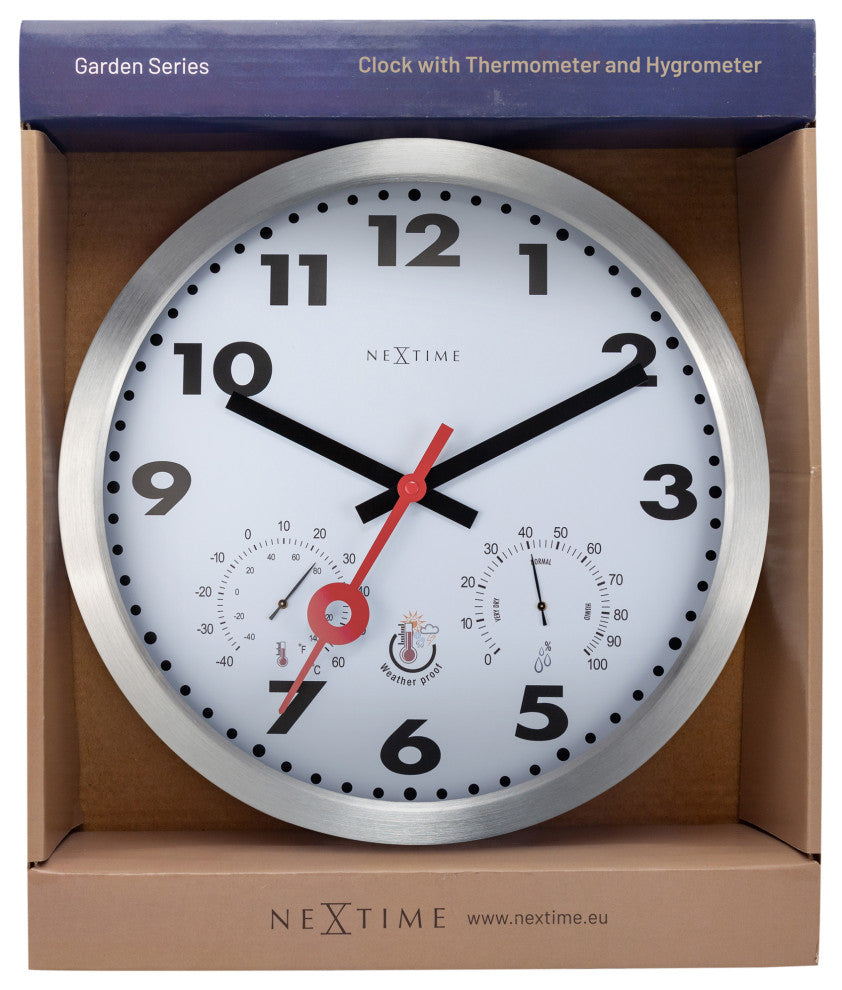 Clematis, 14- Inch Outdoor Weather Station Wall Clock