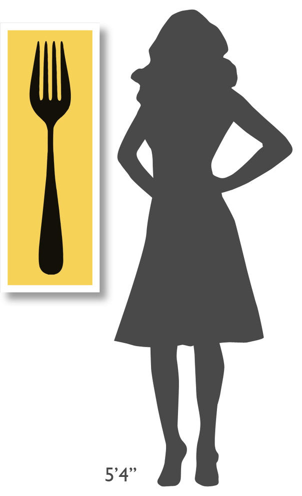 "Mealtime: Black on Yellow - Fork" Digital Paper Print by BG.Studio, 14"x38"