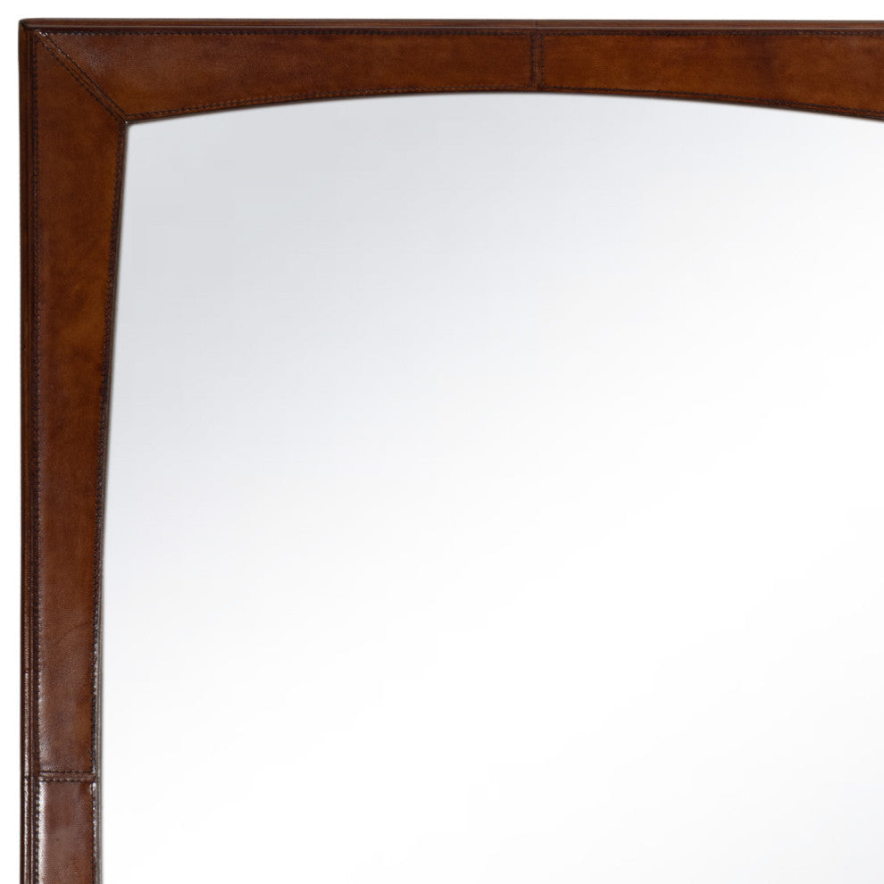 Estaban Leather Mirror Small, Cognac