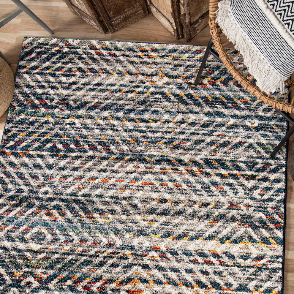 Orian Gemstone Mingled Dark Blue Area Rug 5'3" x 7'6"