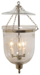 Tiffany Cut Design Hundi Glass Bell Jar Lantern 9", Nickel Silver