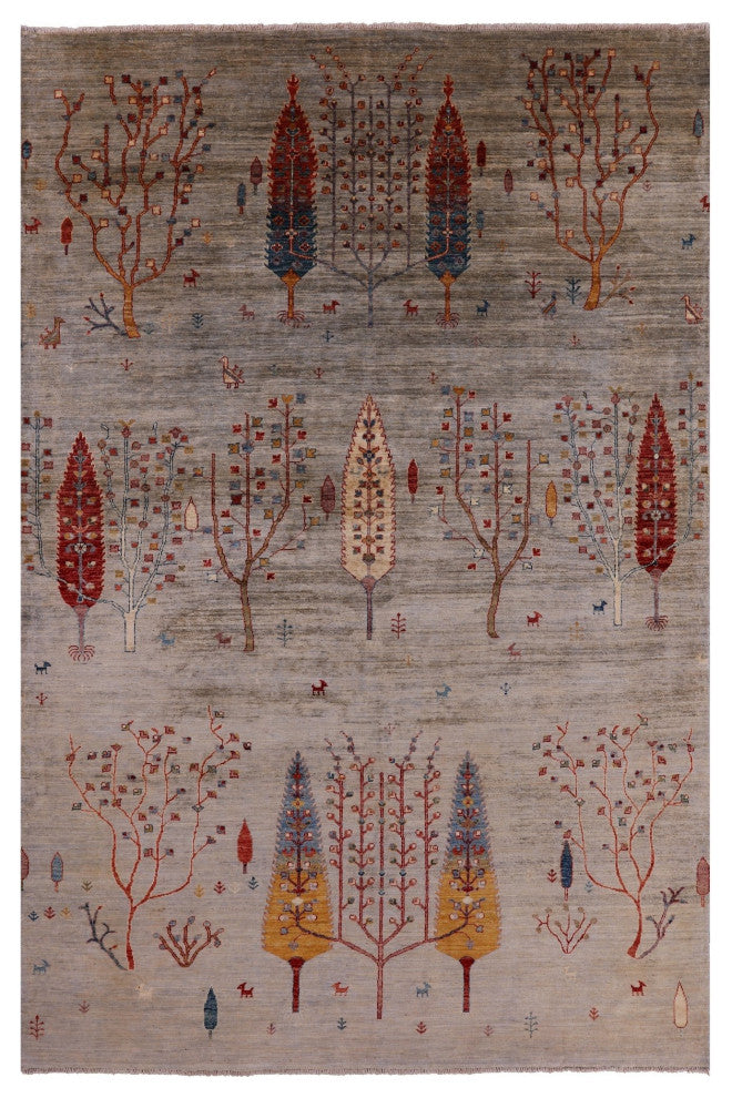 Handmade Tribal Persian Gabbeh Wool Rug 6' 4" X 9' 7" Q5282