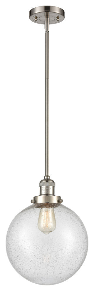 X-Large Beacon 1-Light Mini Pendant, Brushed Satin Nickel, Seedy