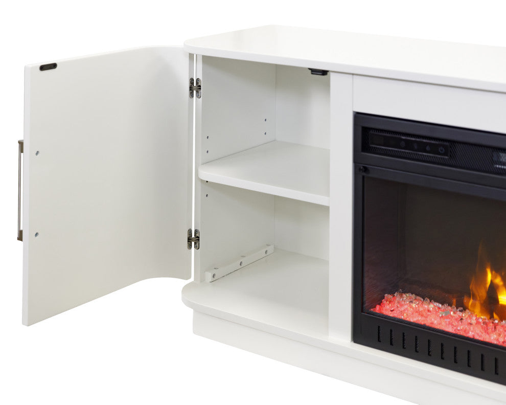 Modern 60" Fireplace Console Entertainment, White