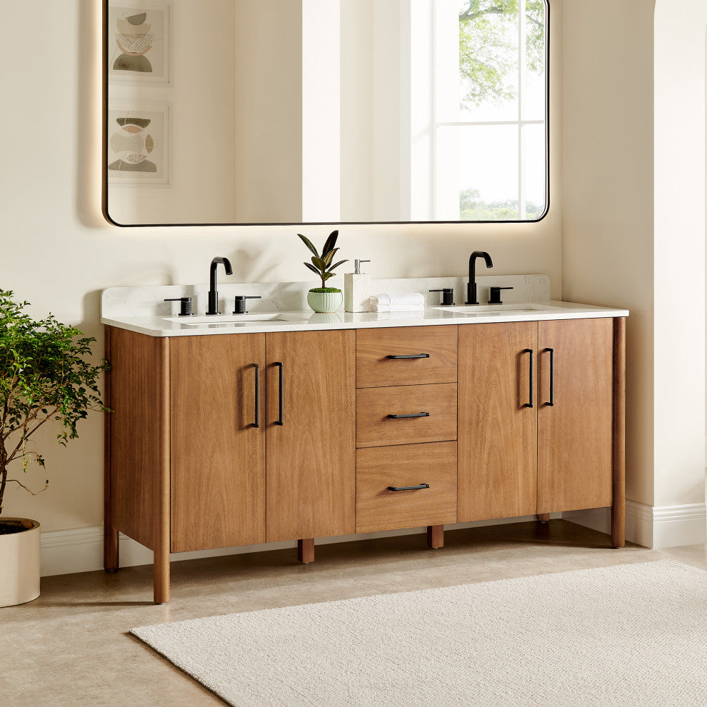 Velora Bathroom Vanity, Mango Brown, 72", No Mirror