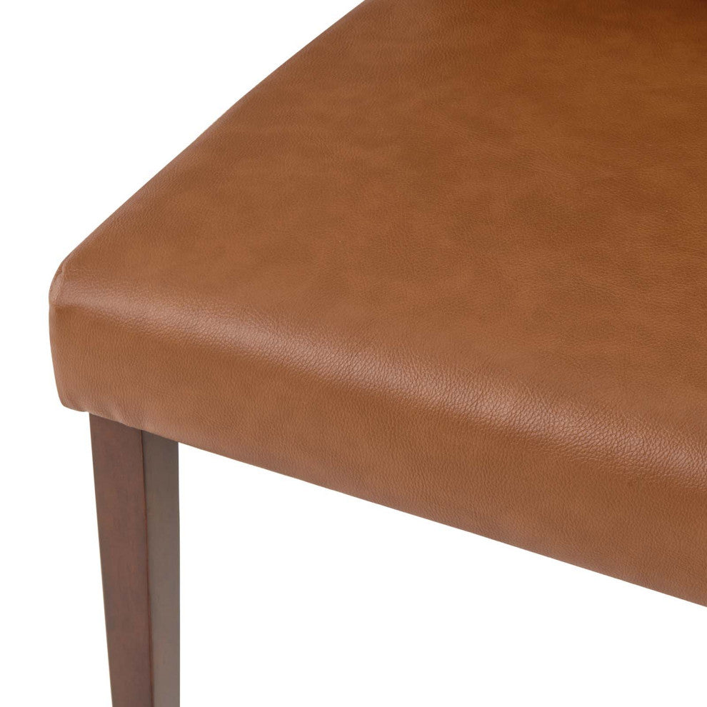 Side Dining Chair and Table Set, Faux Leather, Drak Brown Tan, Modern, Bistro
