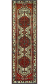 Fine Vintage Distressed Hamide Red/Ivory Runner, 3'3x10'10