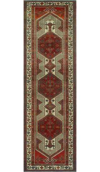 Fine Vintage Distressed Hamide Red/Ivory Runner, 3'3x10'10