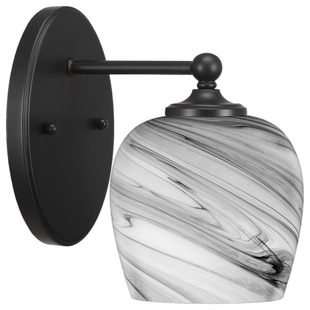 Capri 1-Light Wall Sconce, Matte Black/Onyx Swirl