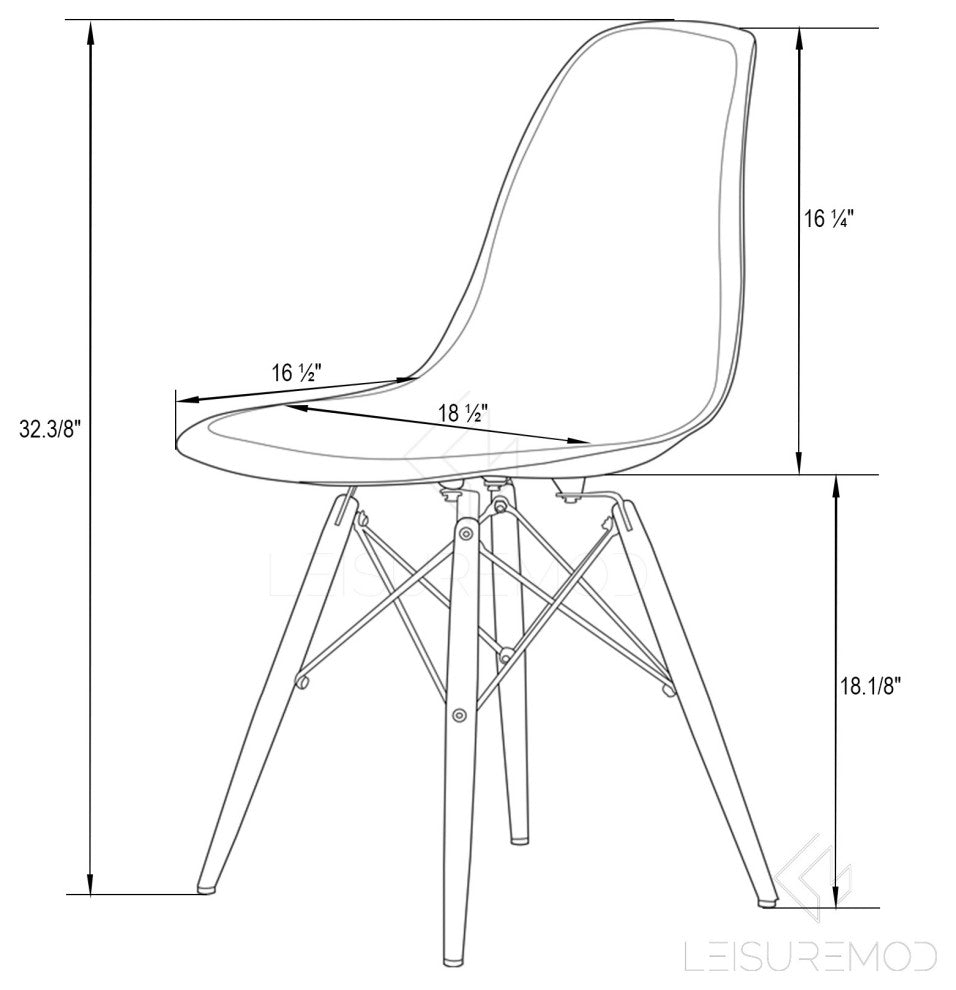 Dover Molded Dinin Side Chair, Wood Dowel Eiffel Base, Clear