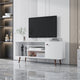 55 inch modern TV stand Mid century TV console with open storage shelves
