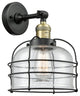 Large Bell Cage 1-Light Sconce, Black Antique Brass, Seedy
