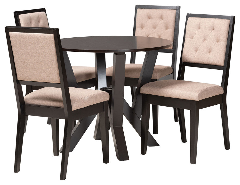 Avery Sand Fabric 5-Piece Dining Set