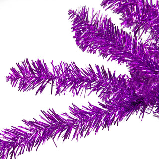 7' Metallic Purple Tinsel Artificial Christmas Tree, Unlit