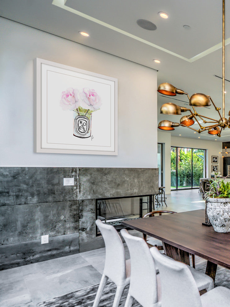 "Two Roses" Framed Painting Print, 24"x24"