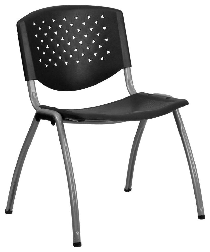 Black Plastic Stack Chair with Titanium Gray Powder Coated Frame