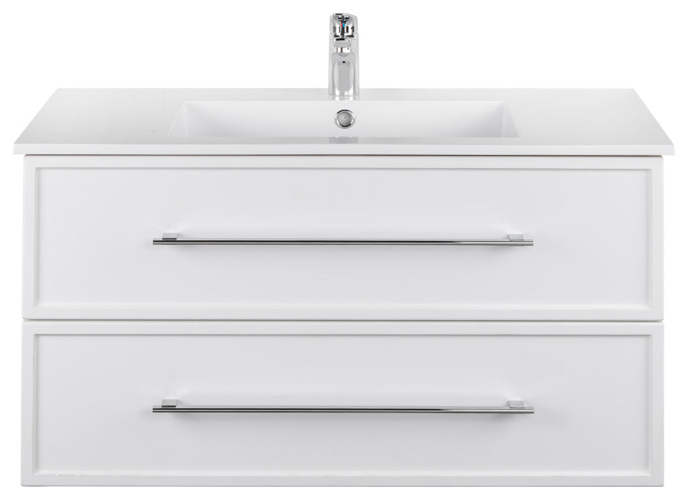 Milano Wall Hung Vanity, White, 36"