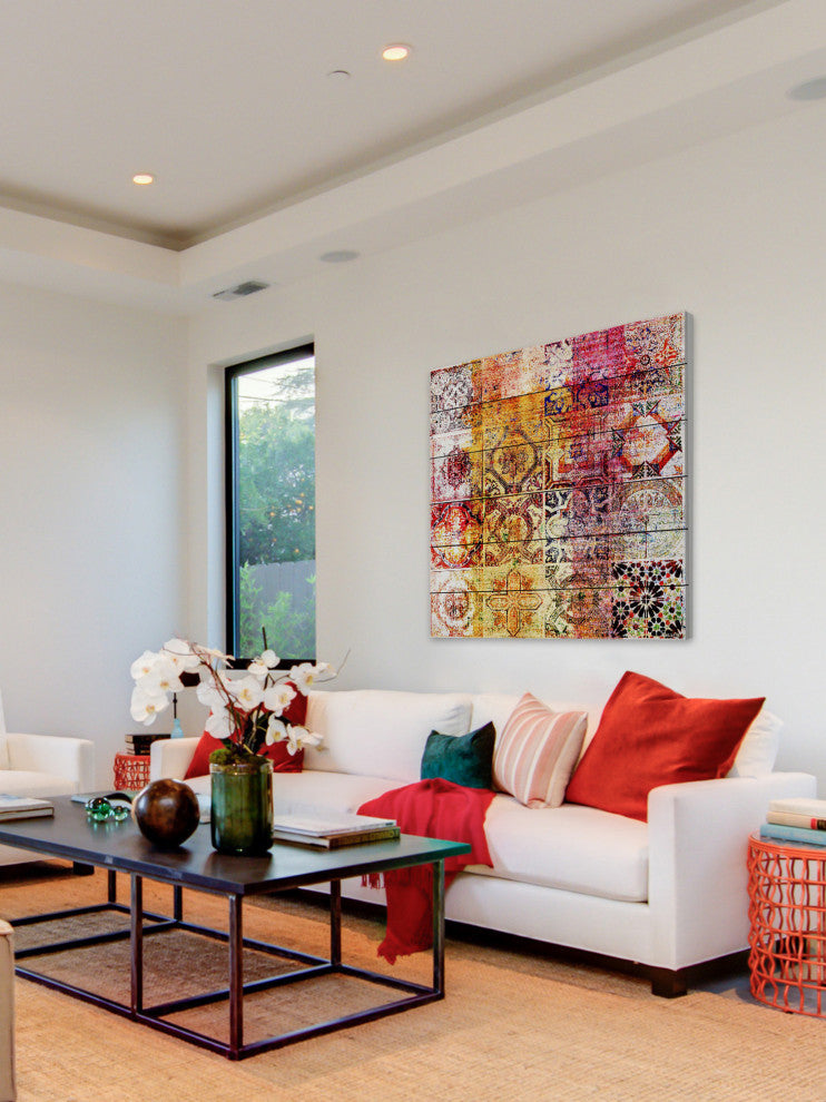 "Nador" Wall Art on White Wood, 40"x40"