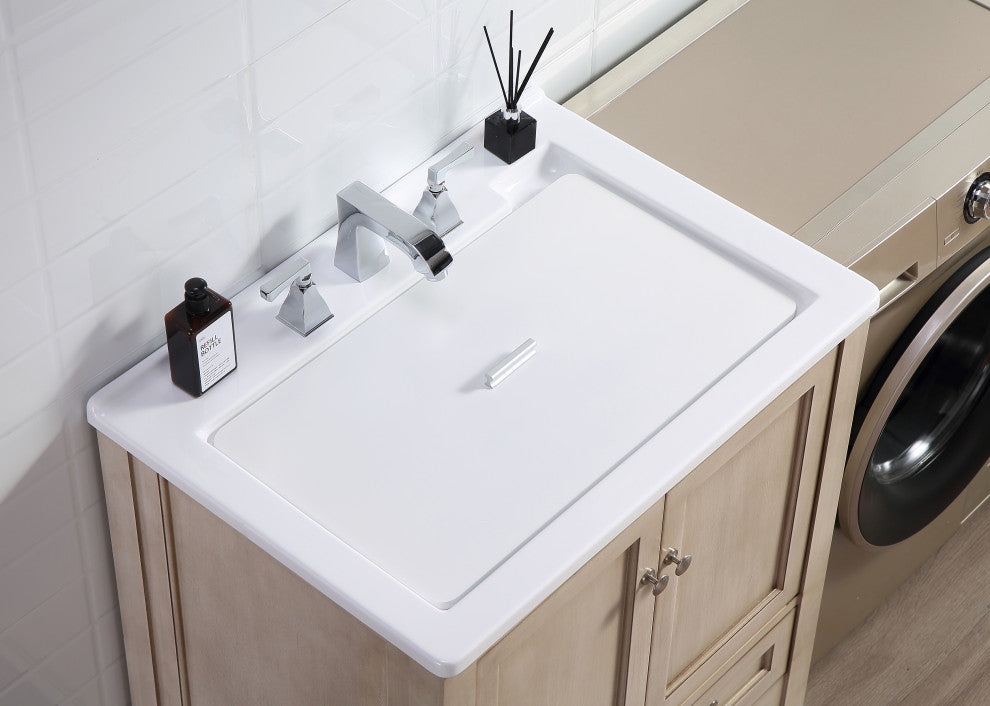Stufurhome Delia 30" Laundry Utility Sink, Off-White