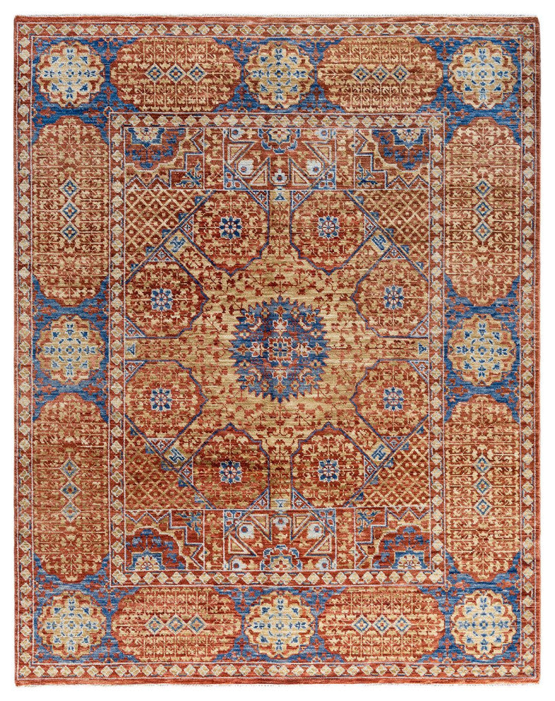 Modern One-of-a-Kind Handmade Area Rug Rust, 8' 1" x 10' 3"