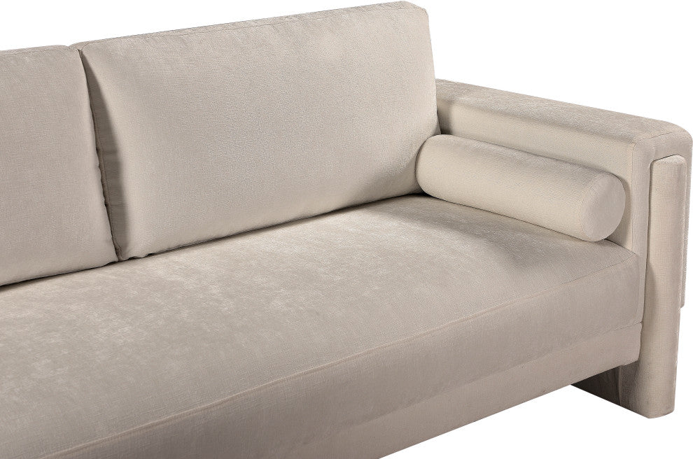 Madeline Chenille Fabric Upholstered Chair, Beige, Loveseat