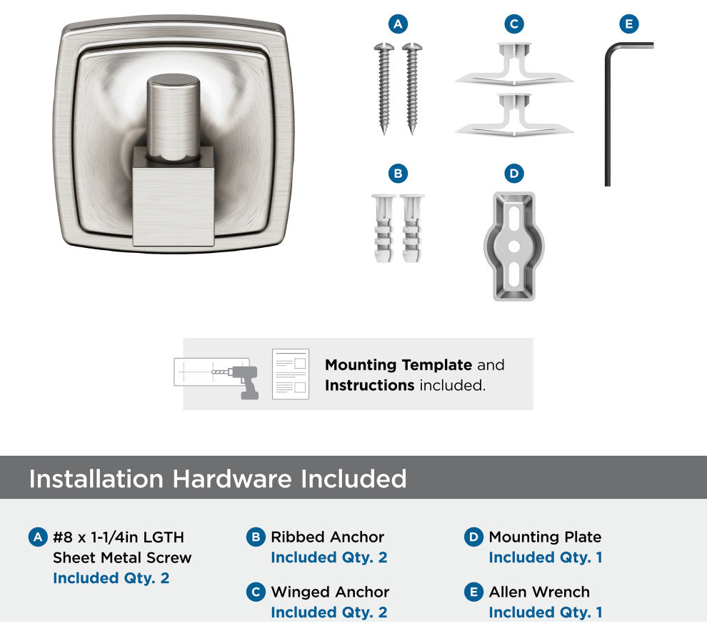 Stature Transitional Single Robe Hook, Brushed Nickel