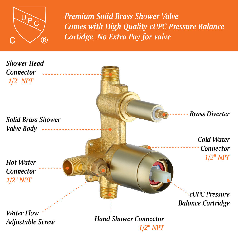 Single Handle Wall Mounted Waterfall Faucet With Handshower, Brushed Gold