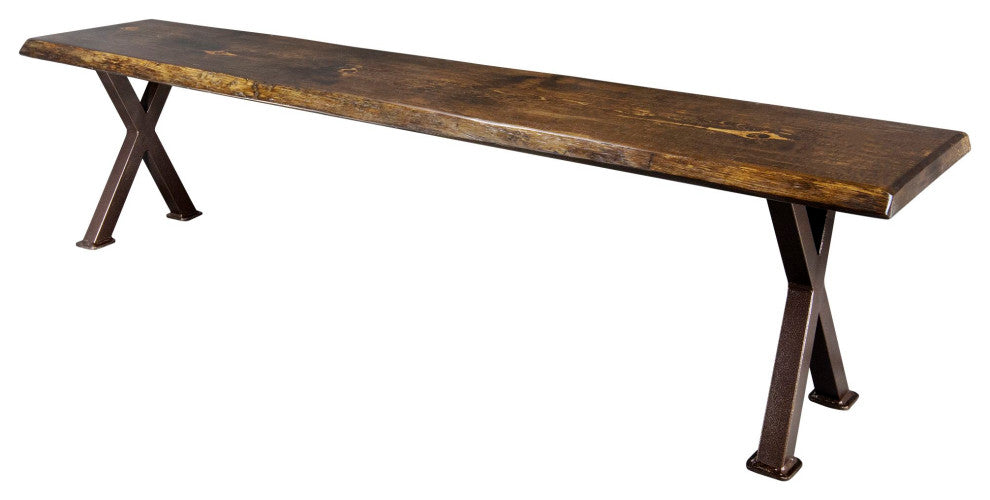 Big Sky Collection Live Edge Bench With Copper Creek X-Series Iron Legs, 6''