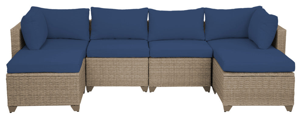 Maui 6-Piece Outdoor Conversation Set, Two Ottomans, Cobalt
