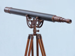 Floor Standing Antique Copper With Leather Anchormaster Telescope 65''