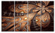 Brown Symmetrical Fractal Flower, Abstract Canvas Art Print, 48"x28", 4 Panels