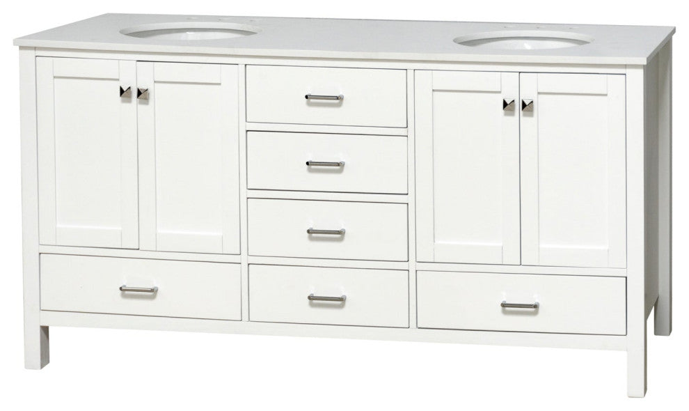Horizon 72" Double Bathroom Vanity, White, Engineered White