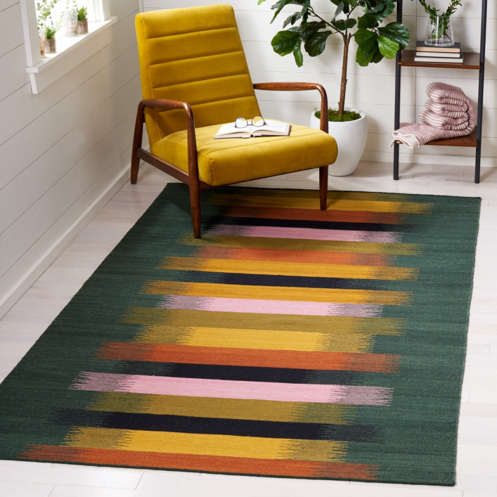 Safavieh Dhurries Collection DHU642 Rug, Brown/Yellow, 3'x5'