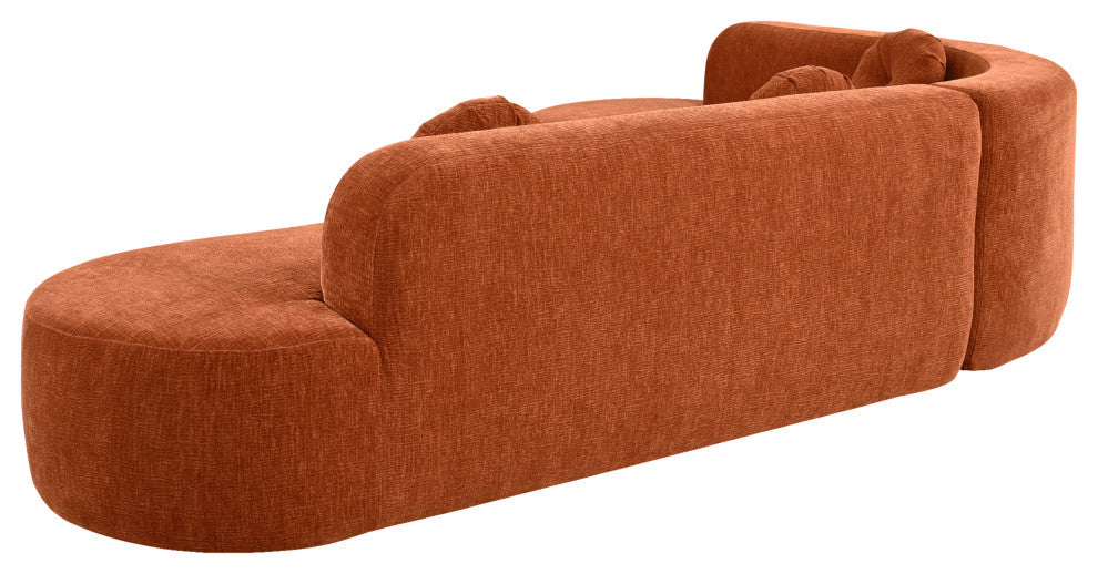 GDF Studio 122" Extra Large Curved Fabric Sectional Sofa, Orange