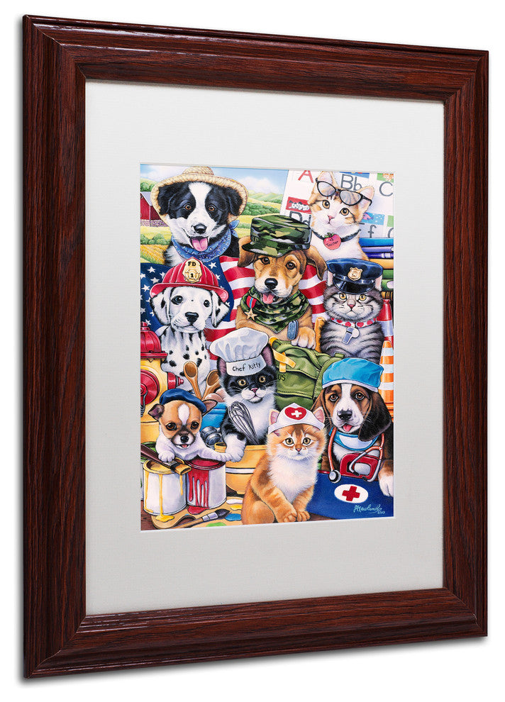 Jenny Newland 'Working Paws' Matted Framed Art, 14x11