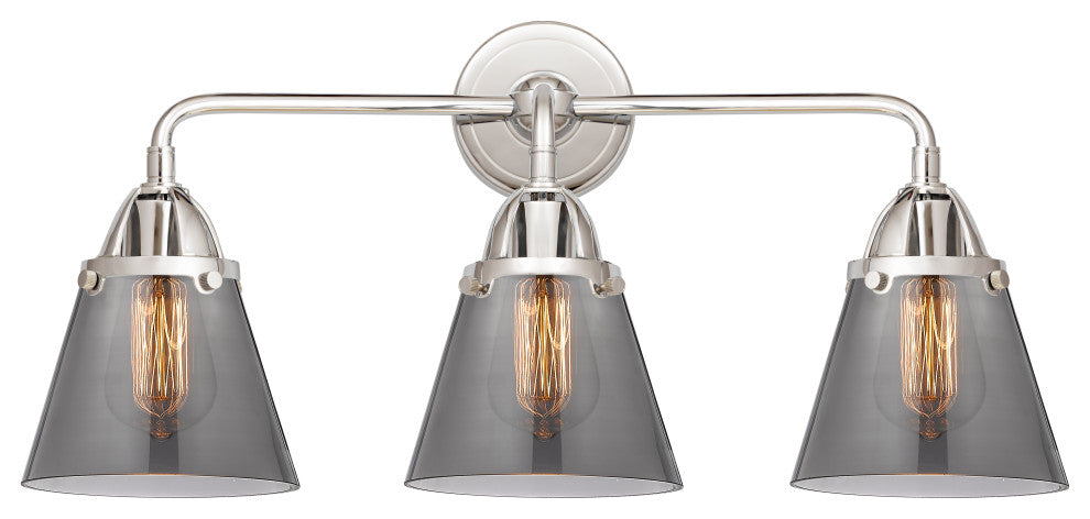 Small Cone Bath Vanity Light, Polished Chrome, Plated Smoke
